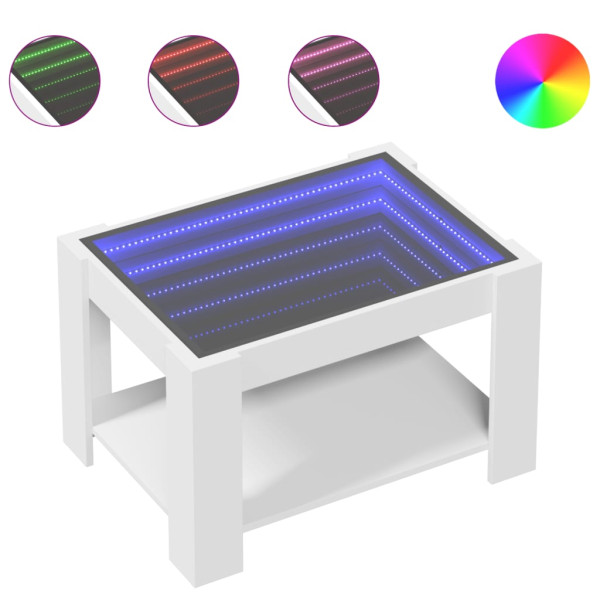 Mesa de centro c/ LEDs 73x53x45 cm derivados de madeira branco M 2