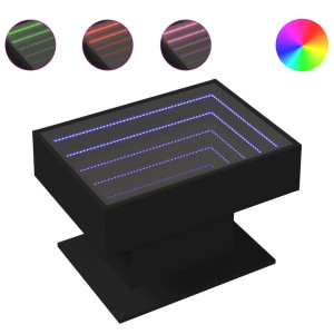 Mesa de centro c/ LEDs 70x50x45 cm derivados de madeira preto H