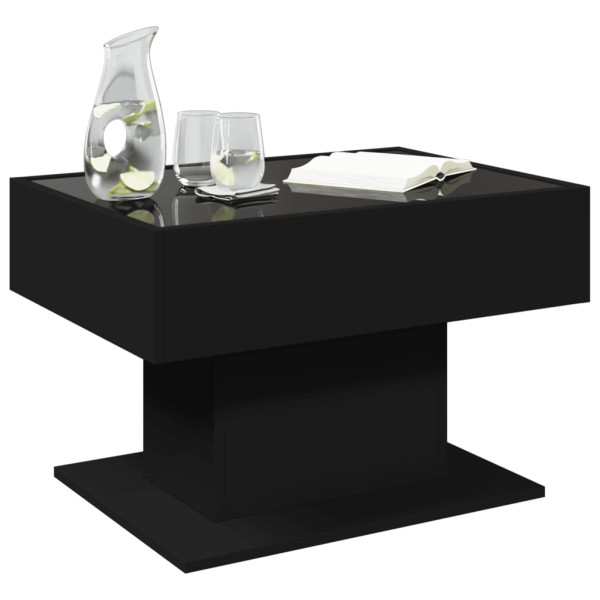 Mesa de centro con LED madera de ingeniería negro 70x50x45 cm M 5