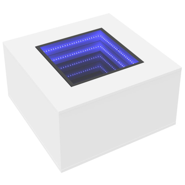 Mesa de centro c/LEDs 60x60x40cm contraplacado branco brilhante M 3