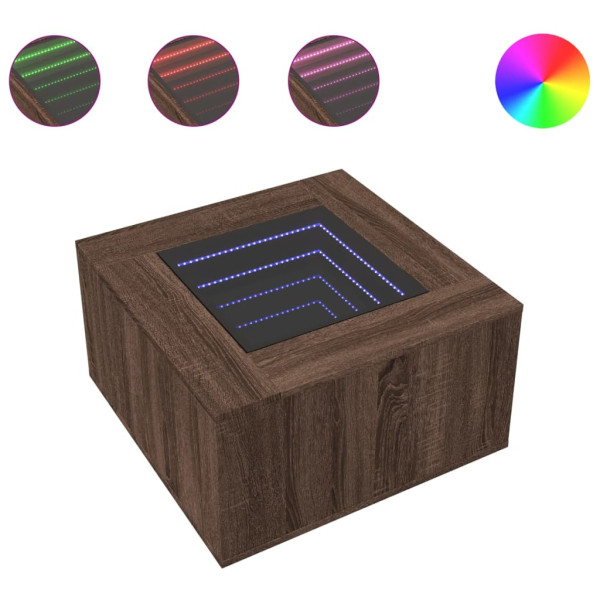 Mesa de centro y LED madera ingeniería marrón roble 60x60x40 cm M 2