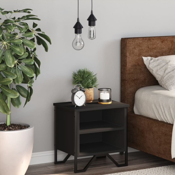 Mesita de noche madera de ingeniería negra 40x30x40 cm M 3