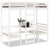 Cama alta c/ secretária/cadeiras 90x190 cm pinho maciço branco 1