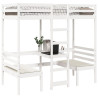 Cama alta c/ secretária/cadeiras 90x190 cm pinho maciço branco 4