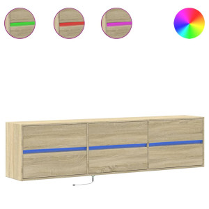 Móvel de parede p/ TV c/ luzes LED 180x31x45 cm carvalho sonoma H