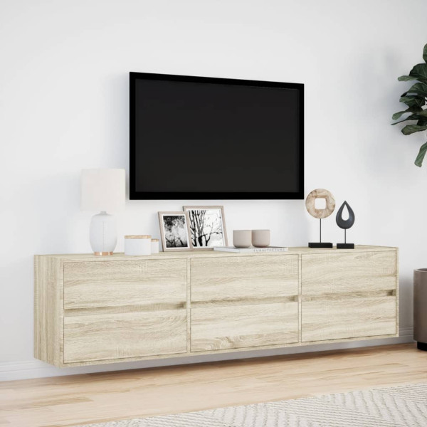 Mueble de TV de pared con LED roble Sonoma 180x31x45 cm M 4