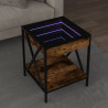 Mesa de centro luzes LED Infinity 40x40x49 cm carvalho fumado 1