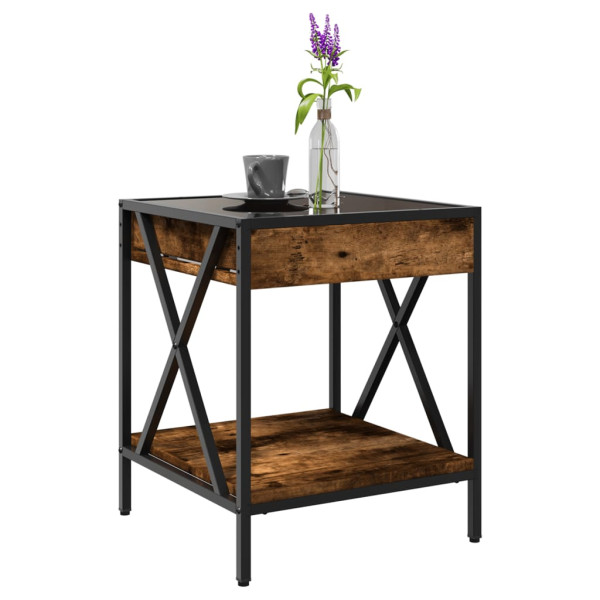 Mesa de centro con Infinity LED roble ahumado 40x40x49 cm M 5