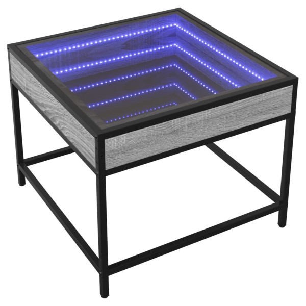 Mesa de centro luzes LED Infinity 50x50x41 cm cinzento sonoma M 3
