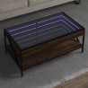 Mesa de centro con Infinity LED marrón roble 90x50x38 cm 1