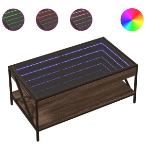 Mesa de centro luzes LED Infinity 90x50x38 cm carvalho castanho H