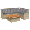 Set muebles de jardín 5 pzas con cojines ratán sintético beige 2