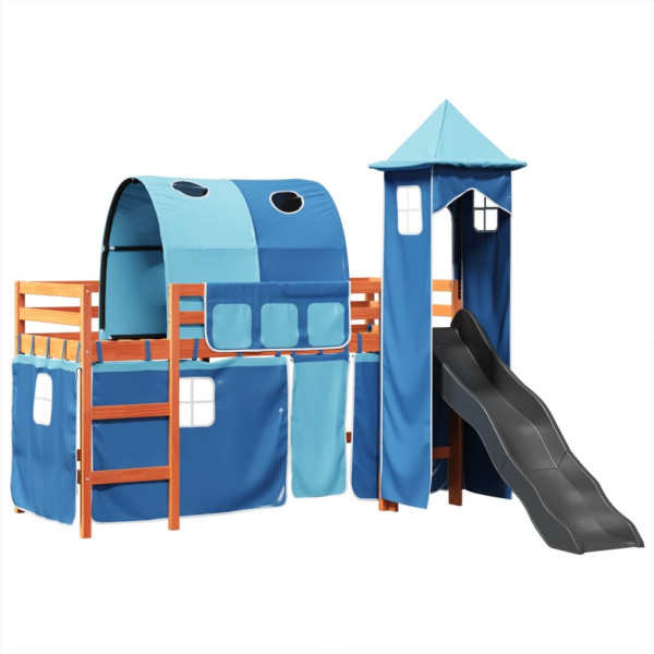 Cama alta para niños con torre madera pino azul 80x200 cm M 2