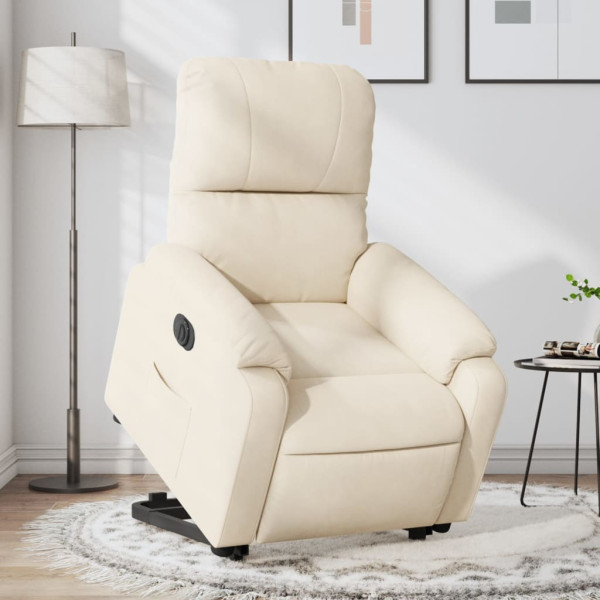 Sillón eléctrico reclinable elevable tela microfibra beige D
