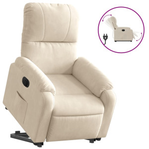 Sillón eléctrico reclinable elevable tela microfibra beige H