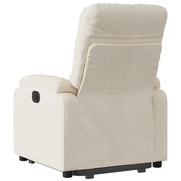 Sillón reclinable elevable tela de microfibra beige M 4