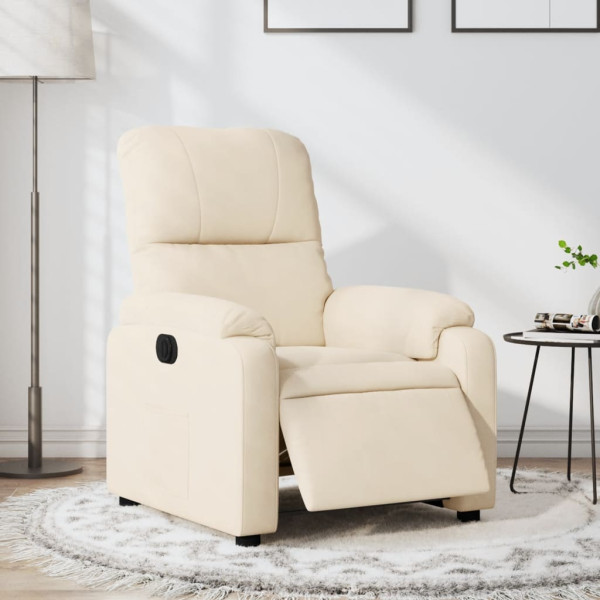 Sillón reclinable eléctrico tela de microfibra beige D