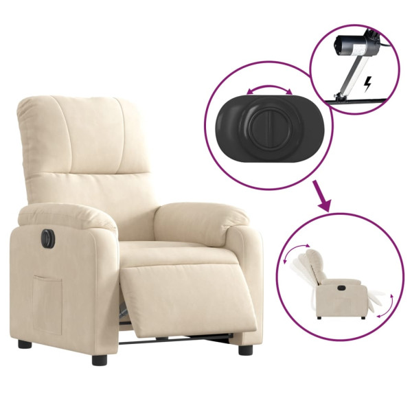 Sillón reclinable eléctrico tela de microfibra beige M 5