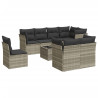 Set muebles jardín 9 pzas y cojines ratán sintético gris claro 2