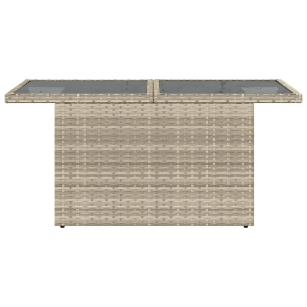Mesa jardín superficie vidrio ratán PE gris claro 100x55x73 cm M 5