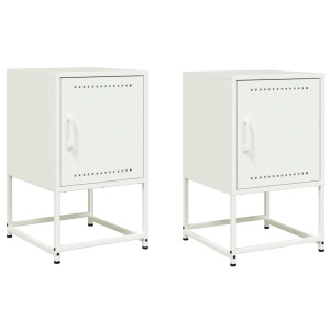 Mesas de cabeceira 2 pcs 36x39x60.5 cm aço branco H