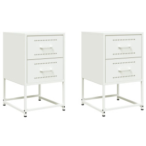 Mesas de cabeceira 2 pcs 36x39x60.5 cm aço branco H
