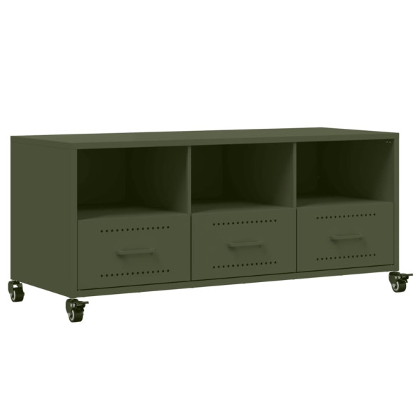Móvel de TV 100.5x39x43.5 cm aço verde-azeitona M 2