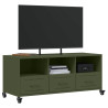 Mueble TV acero laminado en frío verde oliva 100.5x39x43.5 cm 4