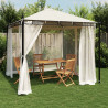 Gazebo com paredes de malha 2.93x2.93 m aço creme 1