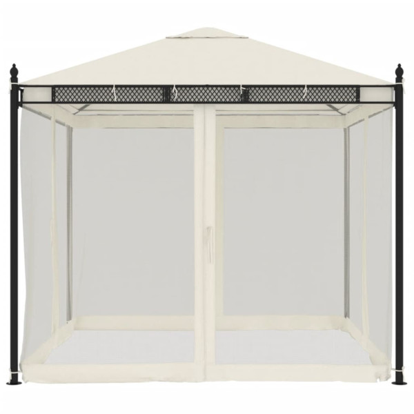 Gazebo com paredes de malha 2.93x2.93 m aço creme M 4