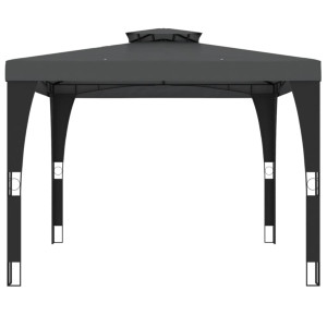 VidaXL Gazebo com telhado duplo 2.98x2.98 m aço antracite H
