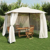 Gazebo com teto duplo e paredes de malha 2.93x2.93 m aço creme 1