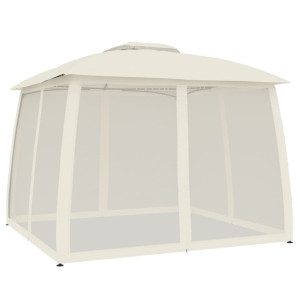 Gazebo com teto duplo e paredes de malha 2.93x2.93 m aço creme H