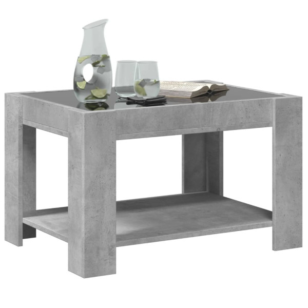 Mesa de centro y LED madera ingeniería gris hormigón 73x53x45cm M 5