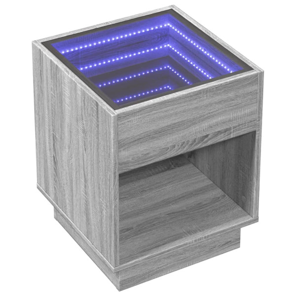 Mesa de centro con Infinity LED gris Sonoma 40x40x50 cm M 3