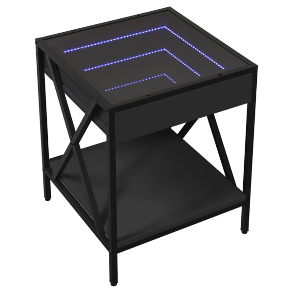 Mesa de cabeceira com luzes LED Infinity 40x40x49 cm preto M 3