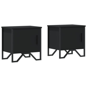 Mesitas de noche 2 uds madera contrachapada negro 40x30x40 cm H