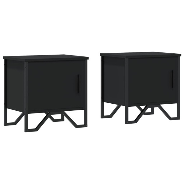 Mesitas de noche 2 uds madera contrachapada negro 40x30x40 cm M 2