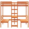 Cama alta escritorio y asientos madera maciza marrón 80x200 cm 5