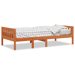 Cama de niños sin colchón madera maciza pino marrón 75x190 cm H