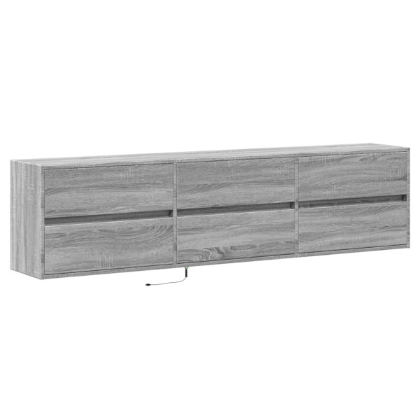 Mueble de TV de pared con LED gris Sonoma 180x31x45 cm M 3