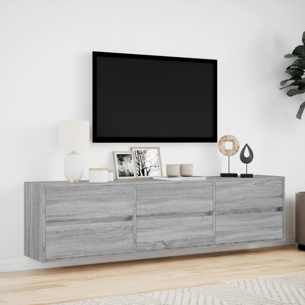 Mueble de TV de pared con LED gris Sonoma 180x31x45 cm M 4