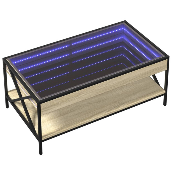 Mesa de centro con Infinity LED roble Sonoma 90x50x38 cm M 3