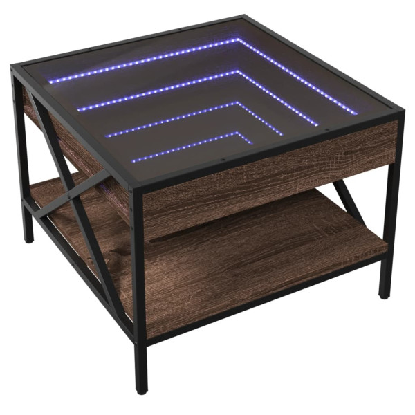 Mesa de centro luzes LED Infinity 50x50x38 cm carvalho castanho M 3