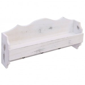 Cabide de parede 50x10x23 cm madeira branco H