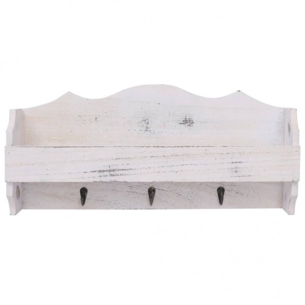 Perchero de pared de madera blanco 50x10x23 cm M 3