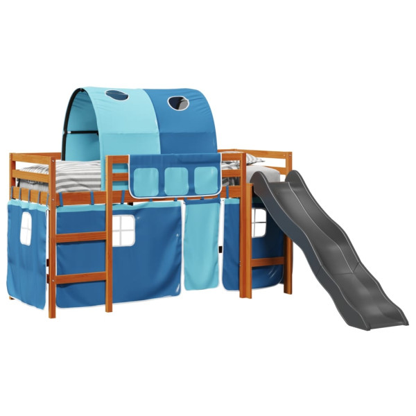 Cama alta para niños con túnel madera pino azul 80x200 cm M 4