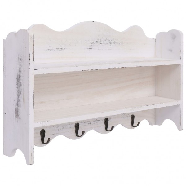 Perchero de pared de madera blanco 50x10x30 cm D