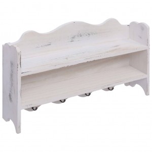 Perchero de pared de madera blanco 50x10x30 cm H