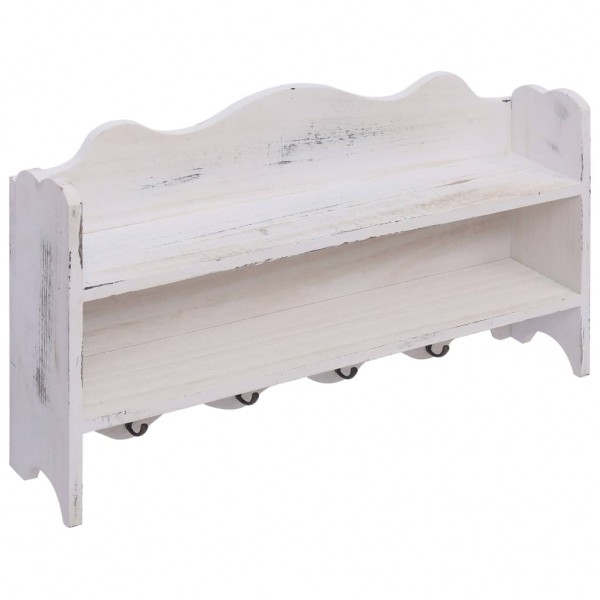 Perchero de pared de madera blanco 50x10x30 cm M 2